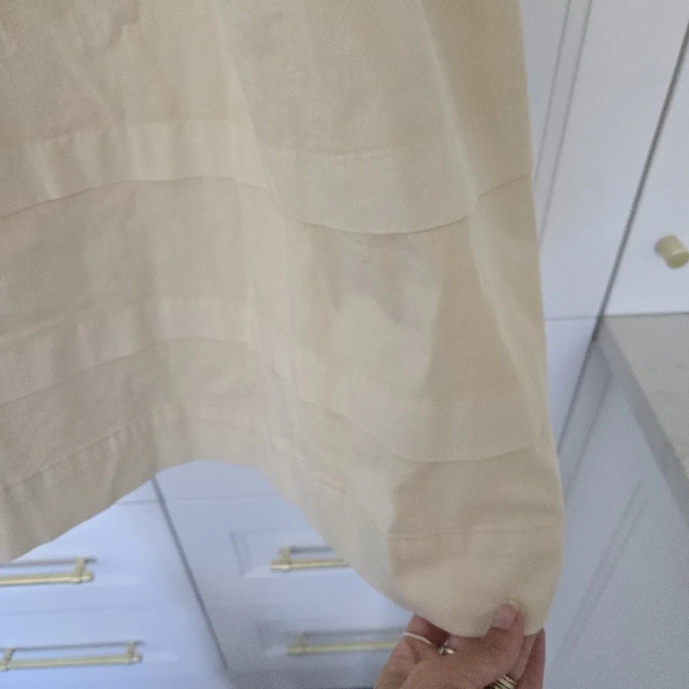 NWT Long-Sleeve Smocked-Waist Midi Dress Lightweight Chino Khaki Size XS NEW - Picture 7 of 13